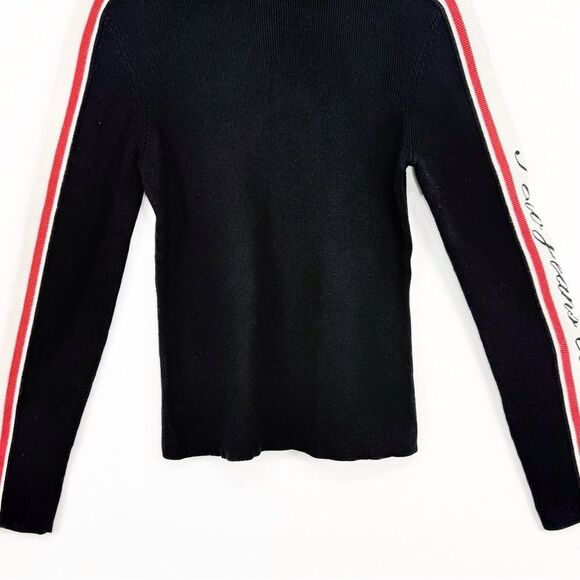 Polo Jeans Co. Ralph Lauren Retro Blue Red White Spellout Stretch Knit Sweater - Picture 6 of 11